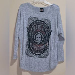 Harley Davidson open back,bling, lightweight dolman sleeve sweater